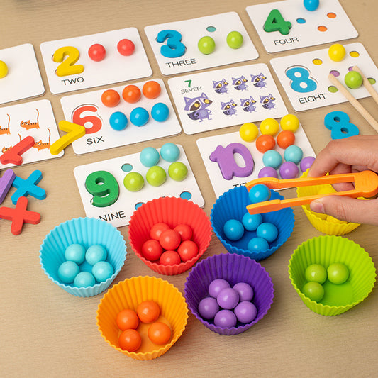 Montessori Mathematics Teaching Tools Baby Digital Cognitive Pairing Puzzle Intelligence Clipping Beads Children's Fine Action Toys